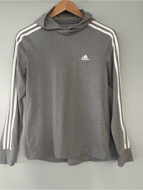 Adidas Hoodie Pullover Sweatshirt Climalite Women’s Size Small Striped Gray